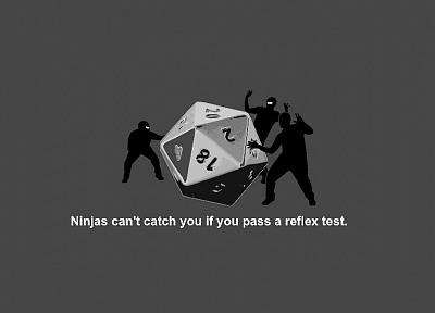 ninjas, dice, ninjas cant catch you if, Dungeons and Dragons - related desktop wallpaper