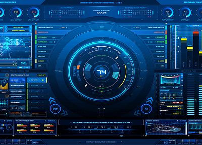 blue, futuristic, console, HUD, sci-fi - related desktop wallpaper