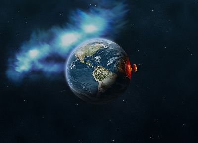 outer space, explosions, planets, Earth - related desktop wallpaper