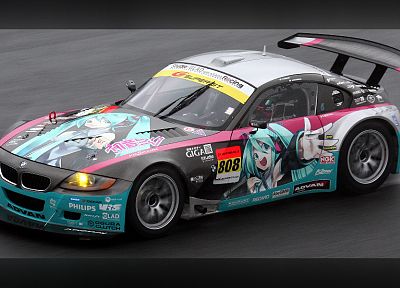 Vocaloid, Hatsune Miku, cars, BMW Z4 - desktop wallpaper
