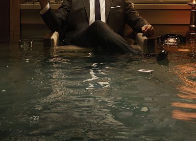 water, Mad Men, lamps, chairs, flood, Jon Hamm, cigarettes - desktop wallpaper