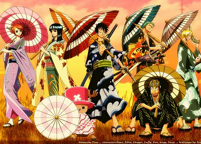 One Piece (anime), Nico Robin, kimono, Roronoa Zoro, chopper, Japanese clothes, Monkey D Luffy, Nami (One Piece), Sanji (One Piece) - desktop wallpaper