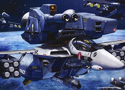 aircraft, Macross, outer space, artwork, vehicles, Roy Focker - random desktop wallpaper