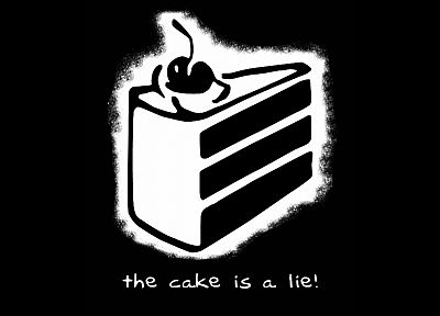 Portal, the cake is a lie, black background - random desktop wallpaper