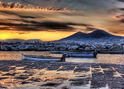 sunset, ships, vehicles, Naples - random desktop wallpaper