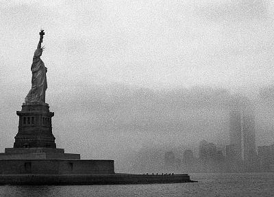 skylines, World Trade Center, New York City, Statue of Liberty - random desktop wallpaper