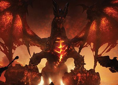 dragons, World of Warcraft, fantasy art, deathwing, cataclysm, Blizzard Entertainment, World of Warcraft: Cataclysm - random desktop wallpaper