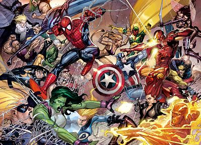 Iron Man, Spider-Man, Captain America, She-Hulk, Mr. Fantastic, Human Torch, Sue Storm, Marvel, Cloak and Dagger - random desktop wallpaper