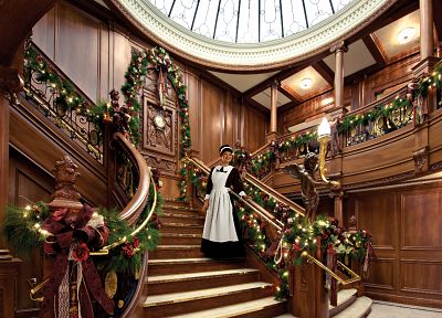 Titanic, stairways, Christmas - desktop wallpaper