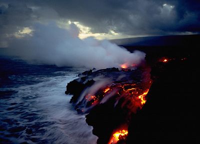 fire, volcanoes, lava, Hawaii - desktop wallpaper