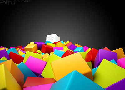 blocks, rainbows - desktop wallpaper