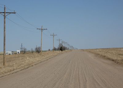 desert road, power lines - desktop wallpaper