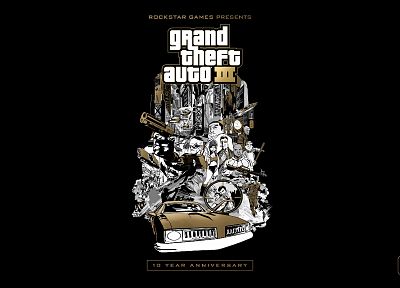 video games, gold, Grand Theft Auto, euro, Rockstar Games, black background, Grand Theft Auto III - random desktop wallpaper