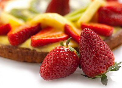 fruits, strawberries, white background - desktop wallpaper