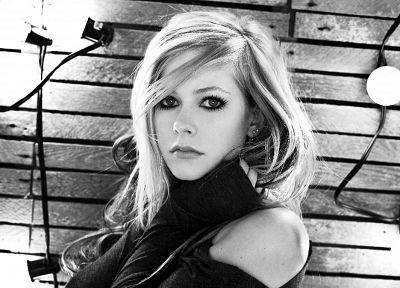 Avril Lavigne, monochrome, greyscale - related desktop wallpaper