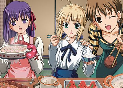 Fate/Stay Night, Saber, Matou Sakura, Fujimura Yuzuki, Fujimura Taiga, Fate series - related desktop wallpaper