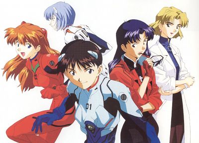 Ayanami Rei, Neon Genesis Evangelion, Ikari Shinji, Katsuragi Misato, Ritsuko Akagi, Asuka Langley Soryu - desktop wallpaper