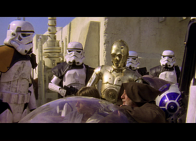 Star Wars, stormtroopers, droids, Obi-Wan Kenobi - desktop wallpaper