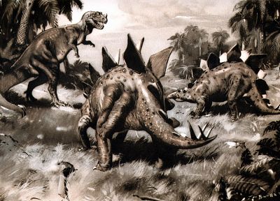 dinosaurs, Stegosaurus, Zdenek Burian - duplicate desktop wallpaper