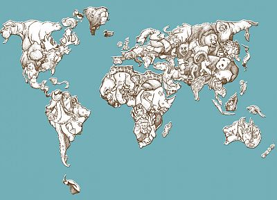 animals, maps, world map - desktop wallpaper