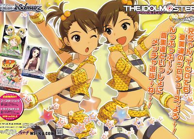 brunettes, brown eyes, twins, anime, Futami Ami, Futami Mami, anime girls, Idolmaster - related desktop wallpaper