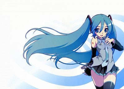 Vocaloid, Hatsune Miku, anime, simple background, detached sleeves - duplicate desktop wallpaper