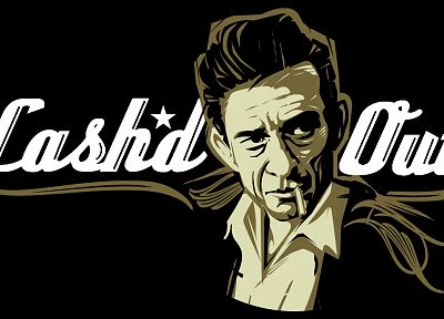 vectors, Johnny Cash, artwork, black background - desktop wallpaper