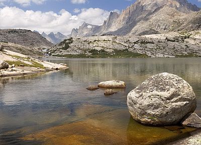 mountains, rocks, lakes, reflections - related desktop wallpaper