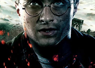 Harry Potter, Harry Potter and the Deathly Hallows, Daniel Radcliffe, movie posters, men with glasses - random desktop wallpaper