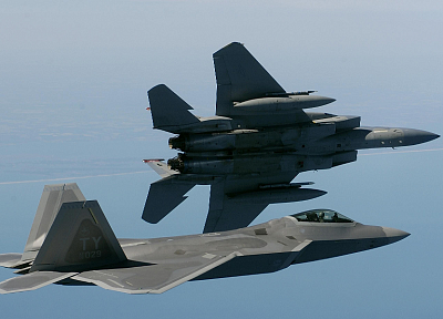 aircraft, military, F-22 Raptor, planes, F-15 Eagle - related desktop wallpaper