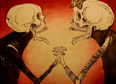 skulls, red, artwork - random desktop wallpaper