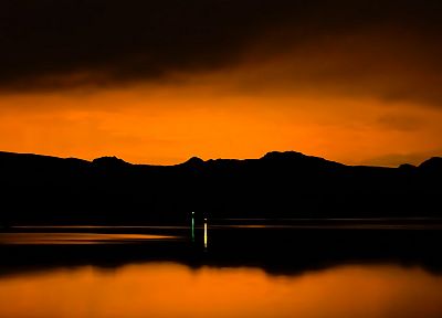sunset, hills, lakes, reflections, Lake Mohave - random desktop wallpaper