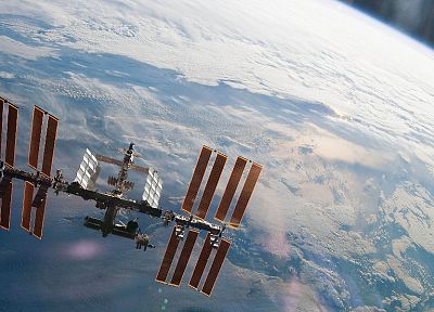 outer space, Earth, space station - desktop wallpaper