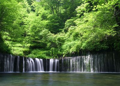water, nature, trees, waterfalls - random desktop wallpaper