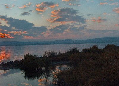 sunset, clouds, Hungary, Lake Balaton - desktop wallpaper