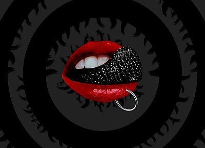 black, dark, lips, tongue - desktop wallpaper