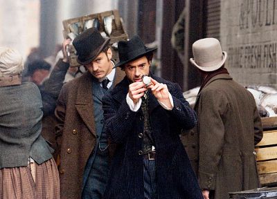 Robert Downey Jr, Sherlock Holmes, Jude Law, Doctor Watson - duplicate desktop wallpaper