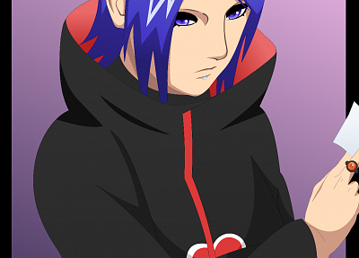 vectors, Naruto: Shippuden, Akatsuki, blue hair, Konan, simple background, flower in hair - related desktop wallpaper