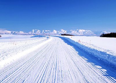 landscapes, winter, snow, roads - desktop wallpaper