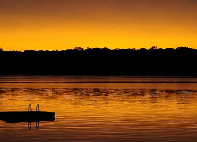 sunset, nature, orange, lakes - desktop wallpaper