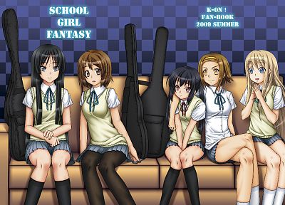 K-ON!, school uniforms, pantyhose, Hirasawa Yui, Akiyama Mio, Tainaka Ritsu, Kotobuki Tsumugi, Nakano Azusa - related desktop wallpaper