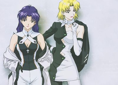 Neon Genesis Evangelion, Katsuragi Misato, Ritsuko Akagi - desktop wallpaper