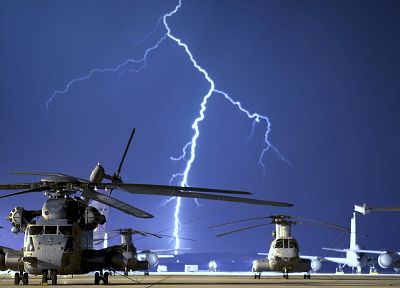 helicopters, vehicles, lightning - desktop wallpaper