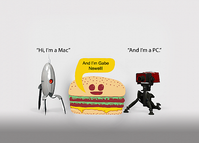 Portal, Mac, funny, PC, Team Fortress 2, Gabe Newell, hamburgers, fun - duplicate desktop wallpaper