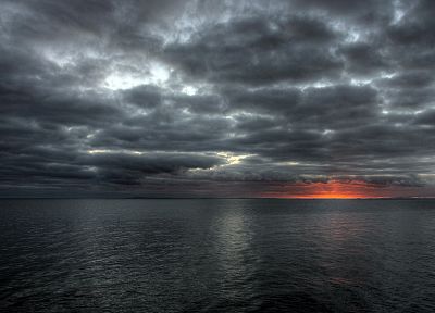 water, sunset, clouds, nature, sea - desktop wallpaper