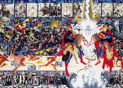 Green Lantern, Batman, DC Comics, Superman, Supergirl, flash, Captain Marvel, Alex Ross, Martian Manhunter, Hawkman, Flash (superhero), George Perez, Crisis on Infinite Earths, Wonder Woman - desktop wallpaper