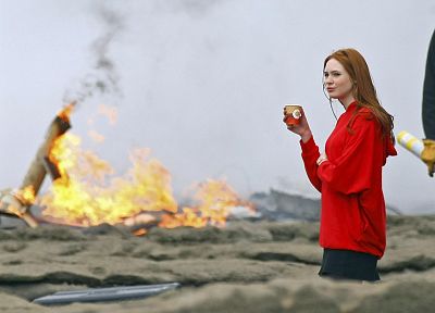 fire, Karen Gillan, Amy Pond, Doctor Who - desktop wallpaper