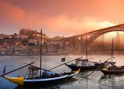 cityscapes, mist, bridges, Portugal, rivers, Bing, Oporto, The Douro, beaches - random desktop wallpaper