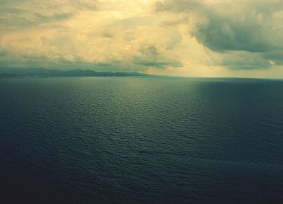 water, ocean, clouds, horizon, calm, ripples, sea - random desktop wallpaper