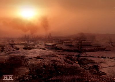 Nine Inch Nails, ruins, fire, apocalypse, Industrial - desktop wallpaper